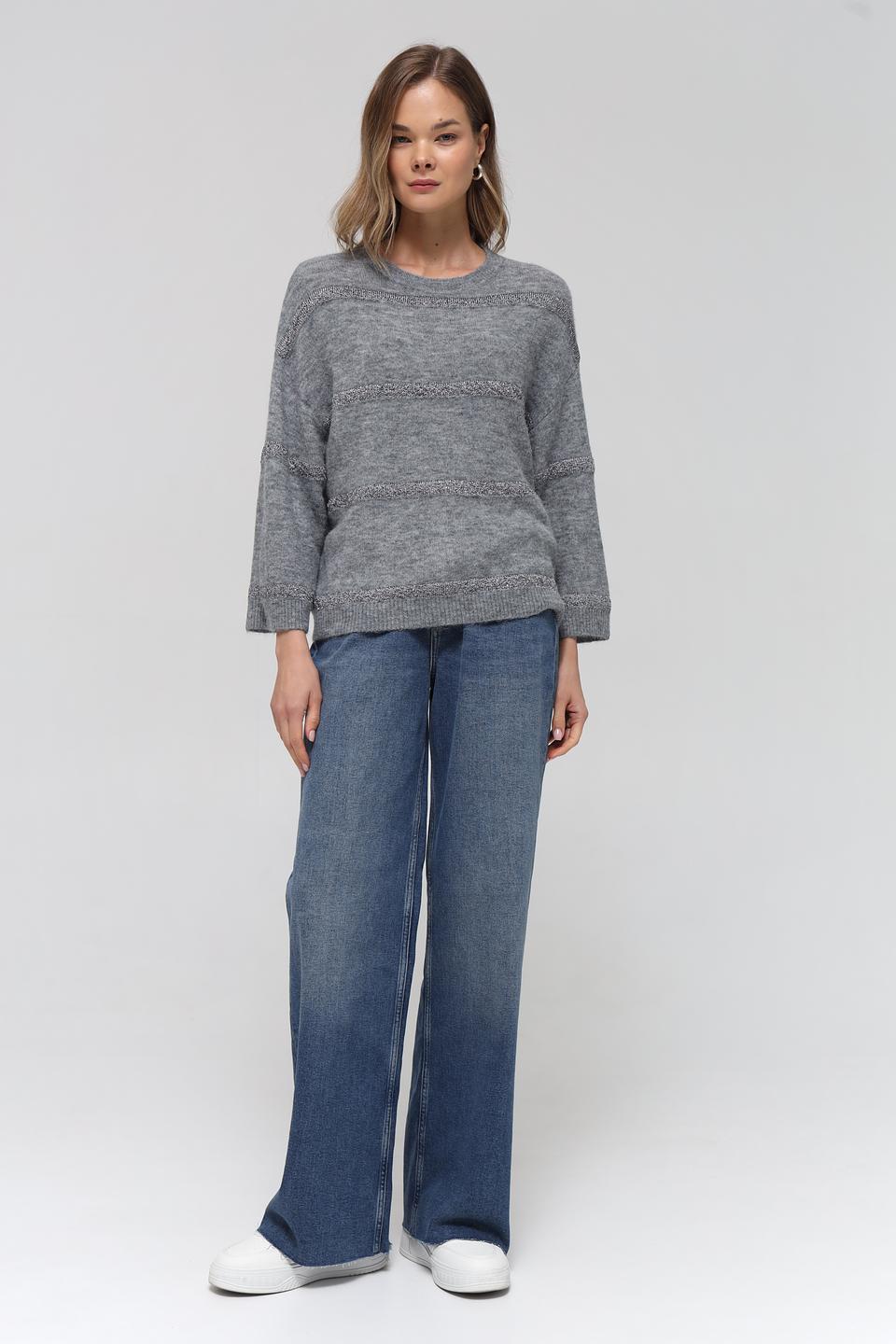 Пуловер Lecomte серый с полосками