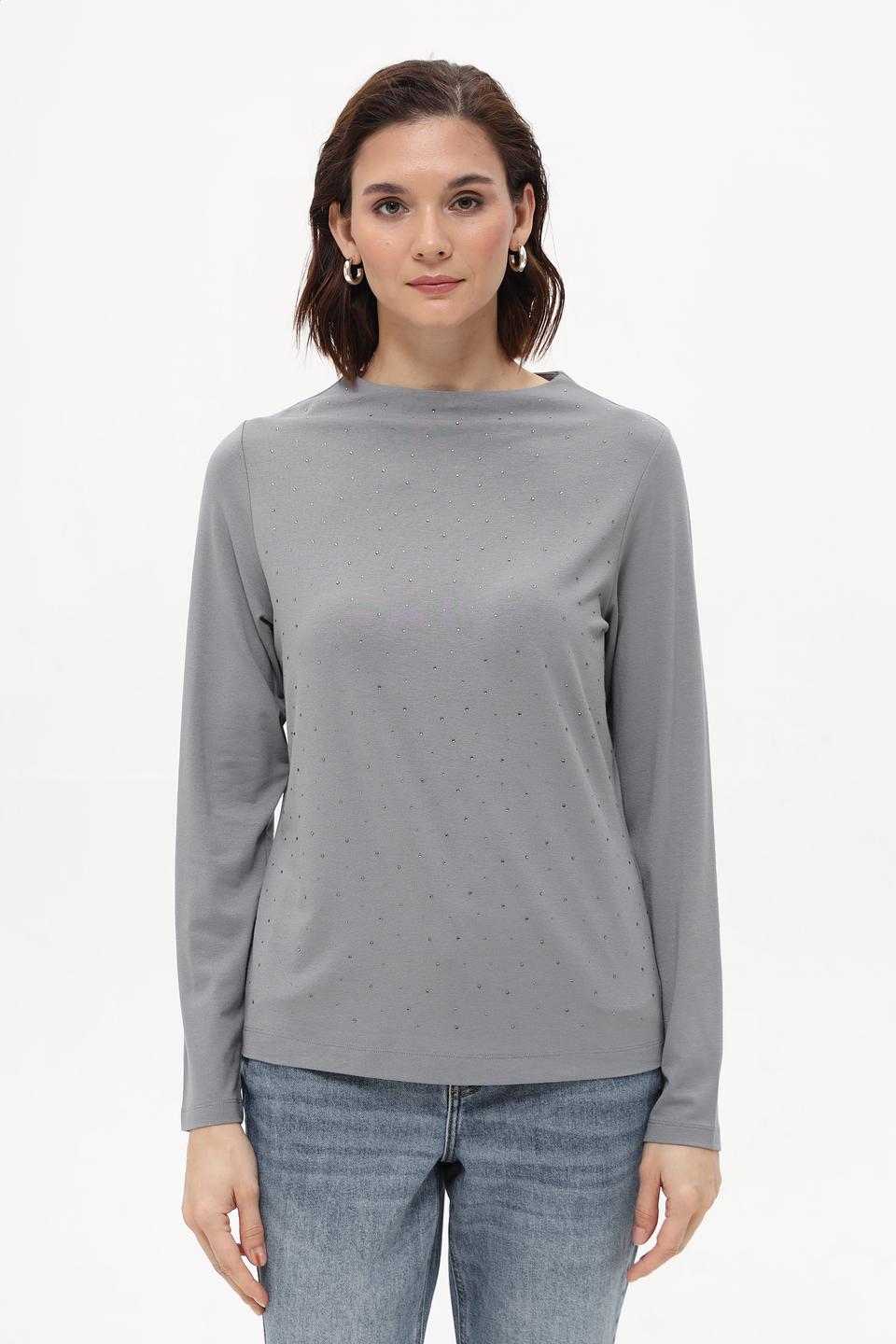 Футболка Lecomte с пайетками серая