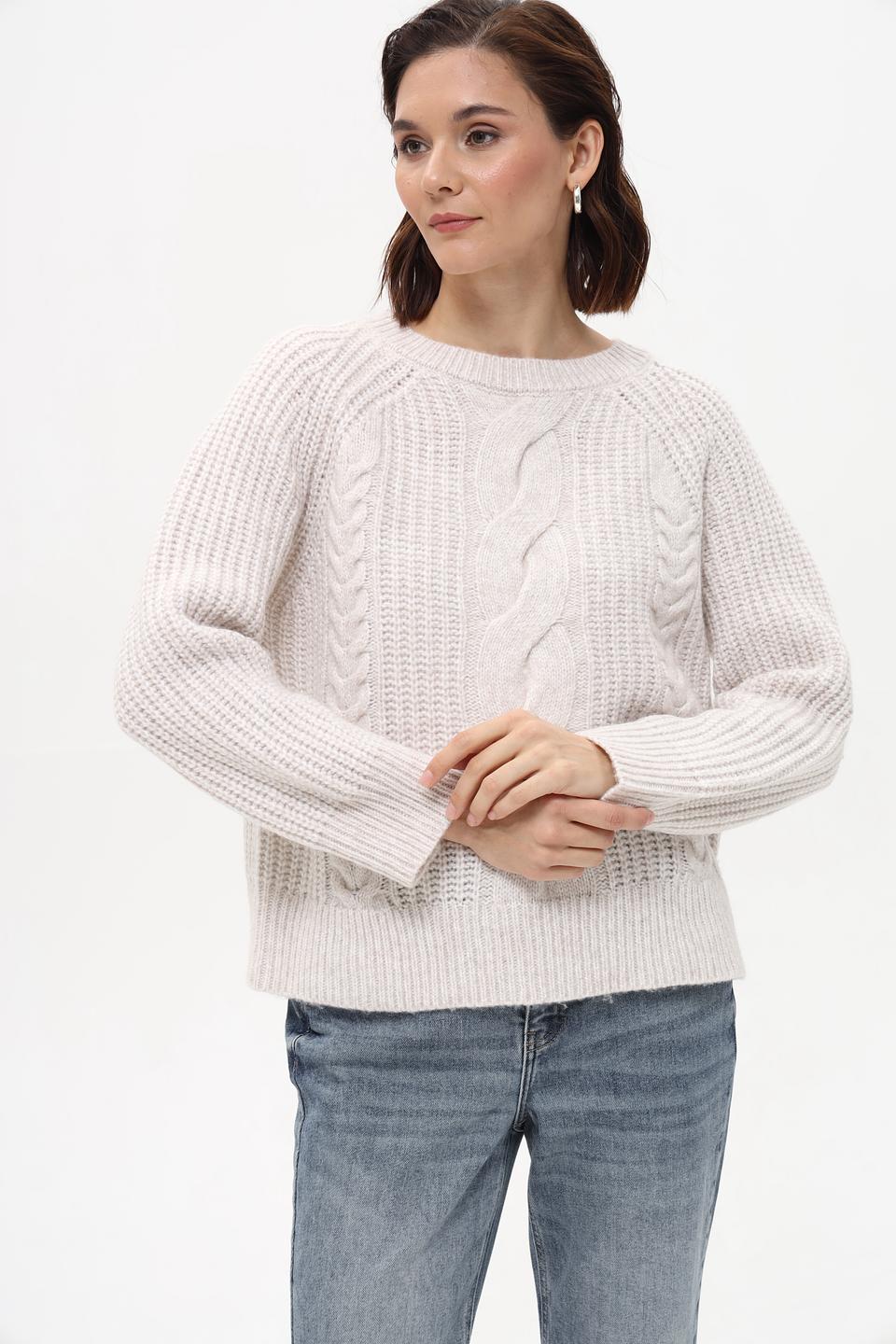 Пуловер Lecomte с косами бежевый