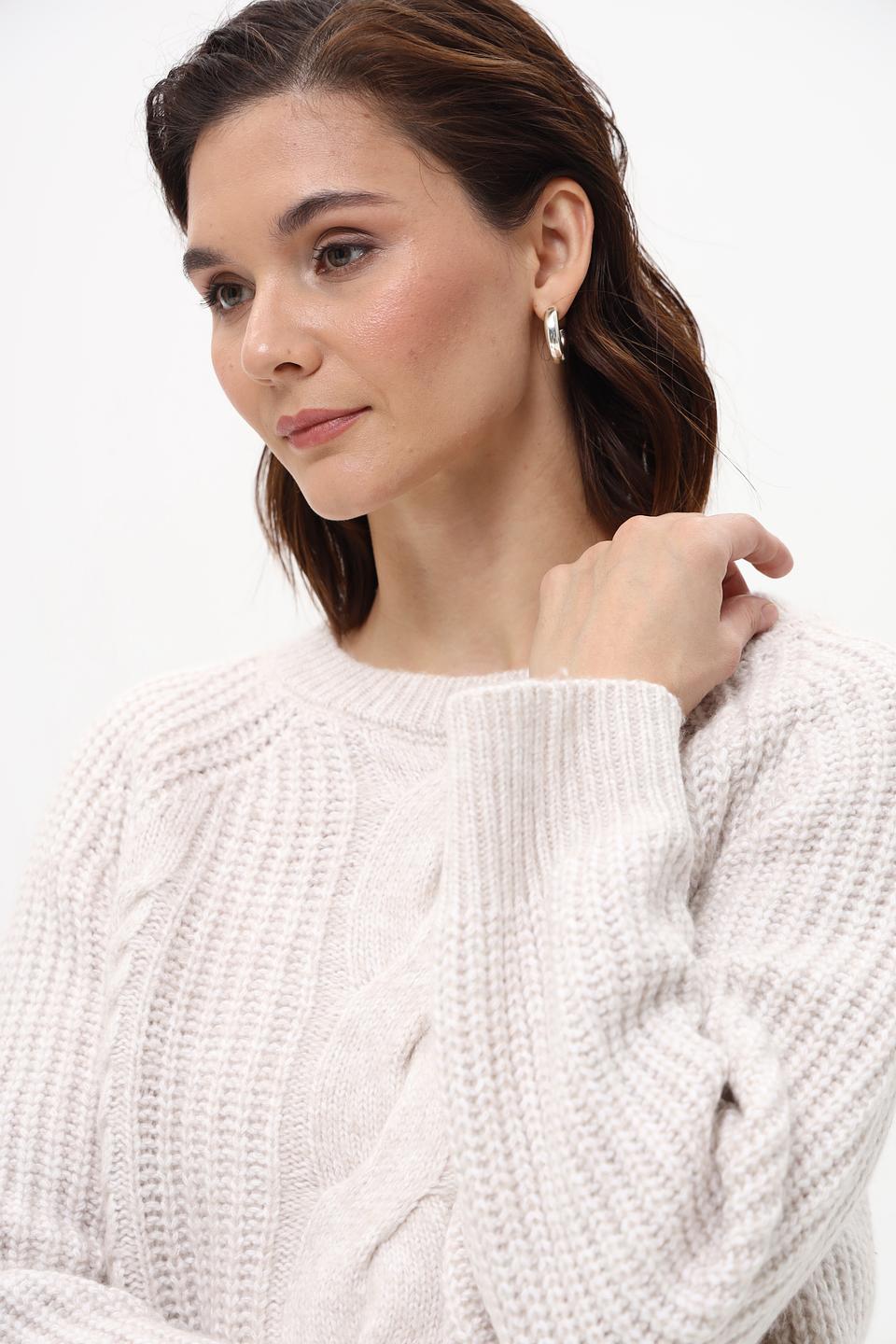 Пуловер Lecomte с косами бежевый