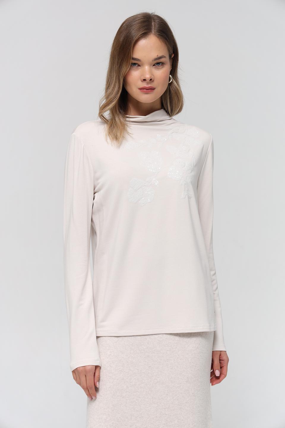 Пуловер Monari с вышивкой бежевый