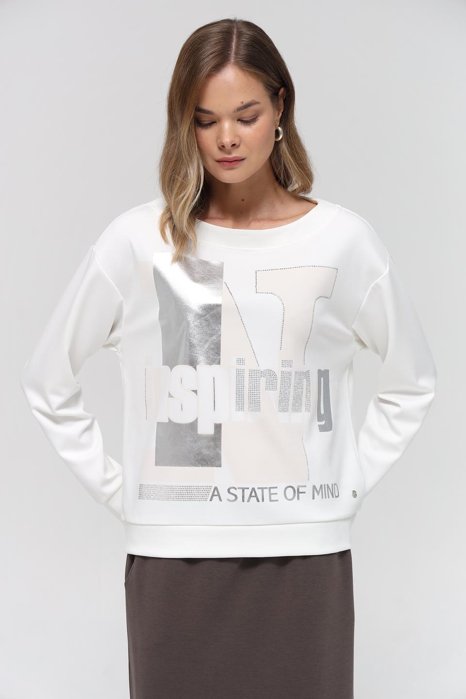 Пуловер Monari с принтом белый