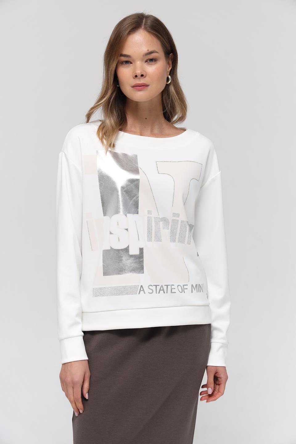 Пуловер Monari с принтом белый