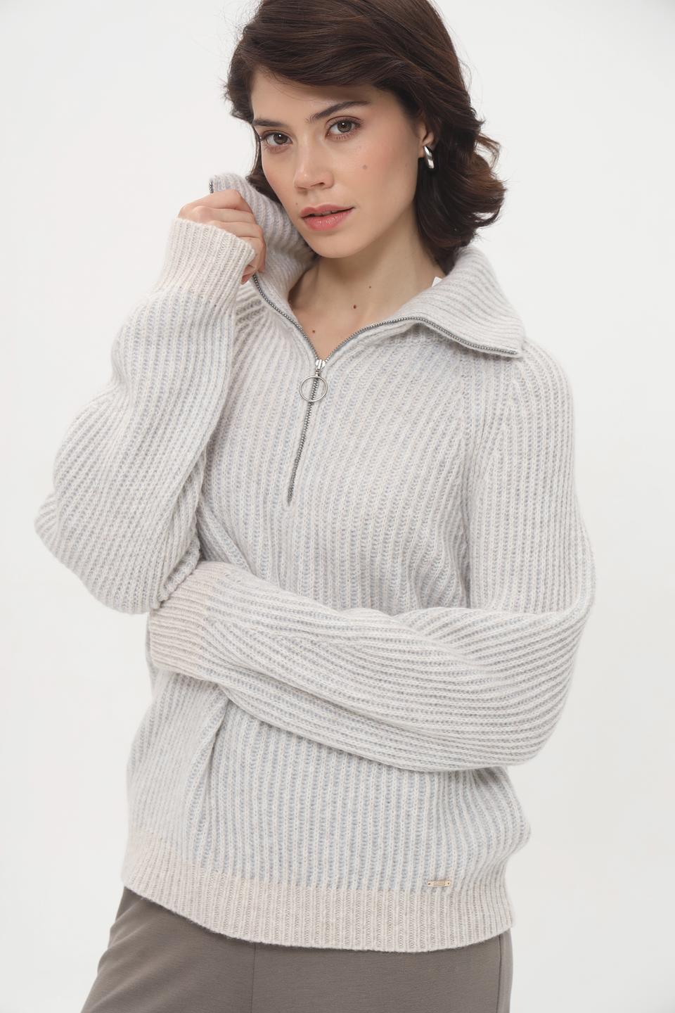 Пуловер Cinque с молнией серый