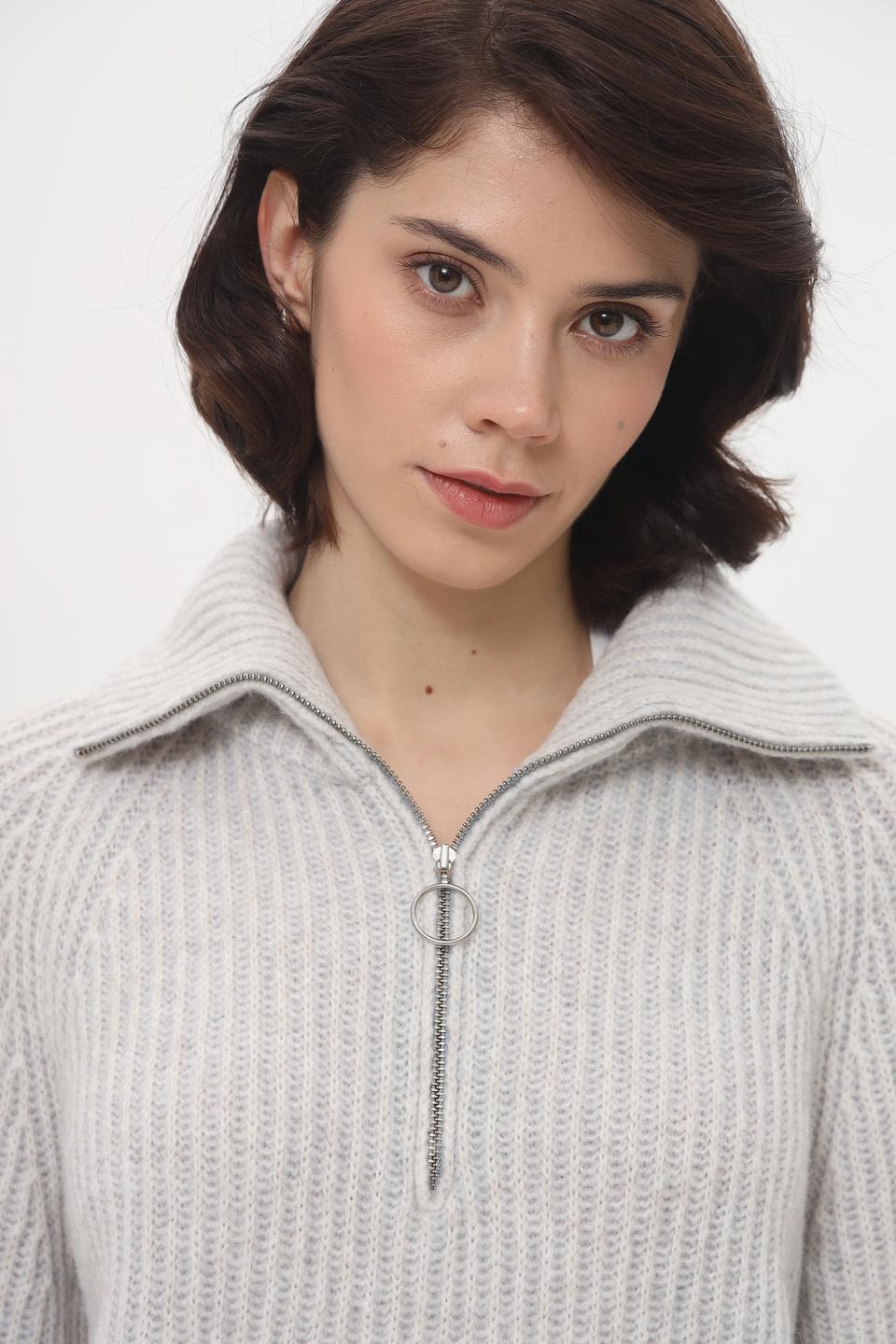 Пуловер Cinque с молнией серый