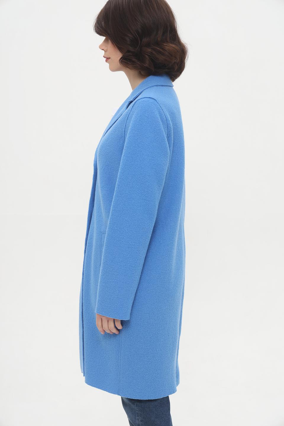 Пальто Oui голубое шерстяное