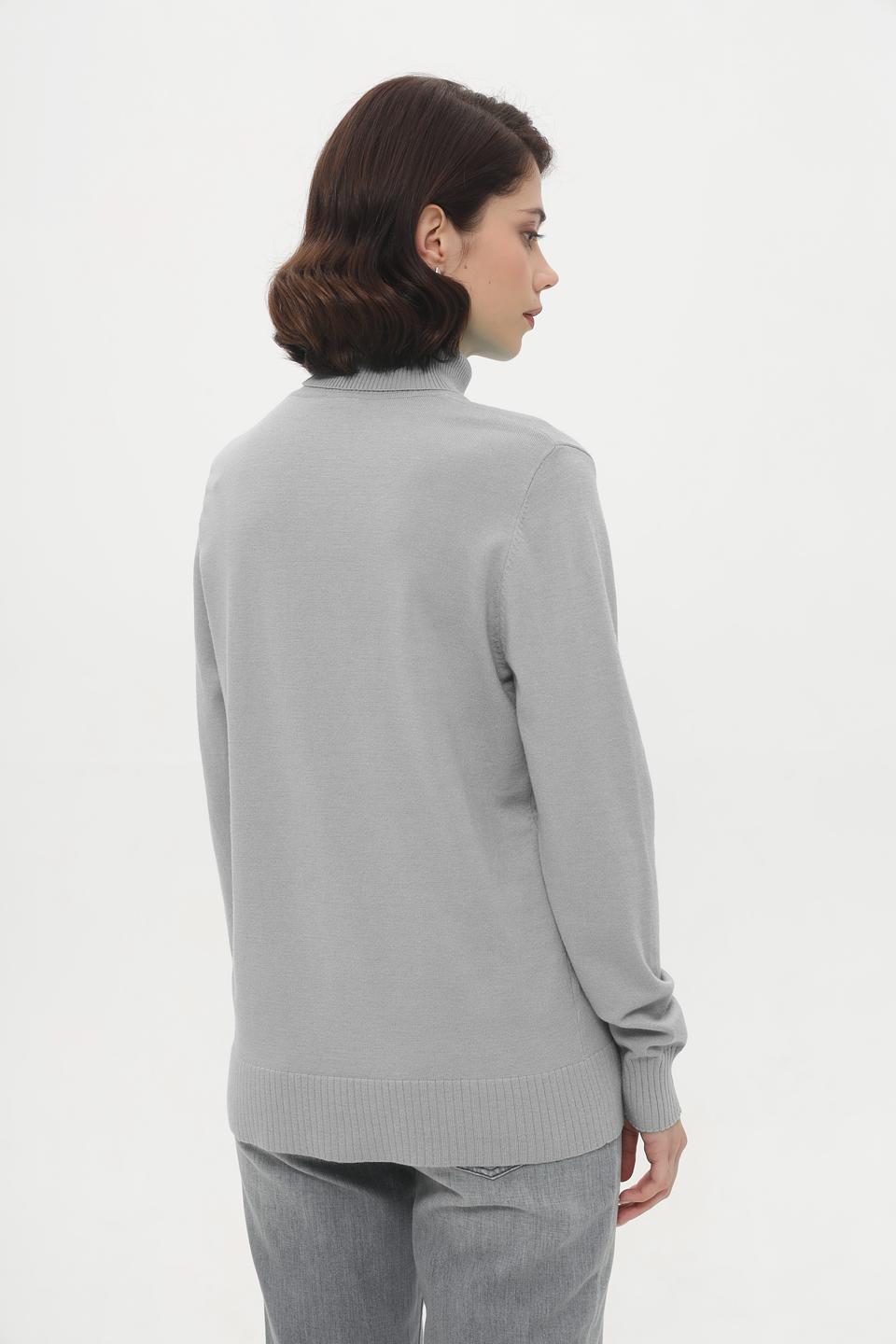Пуловер Lebek с горлом серый