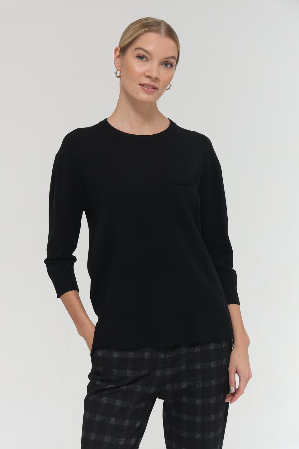 Пуловер Lebek чёрный с карманом