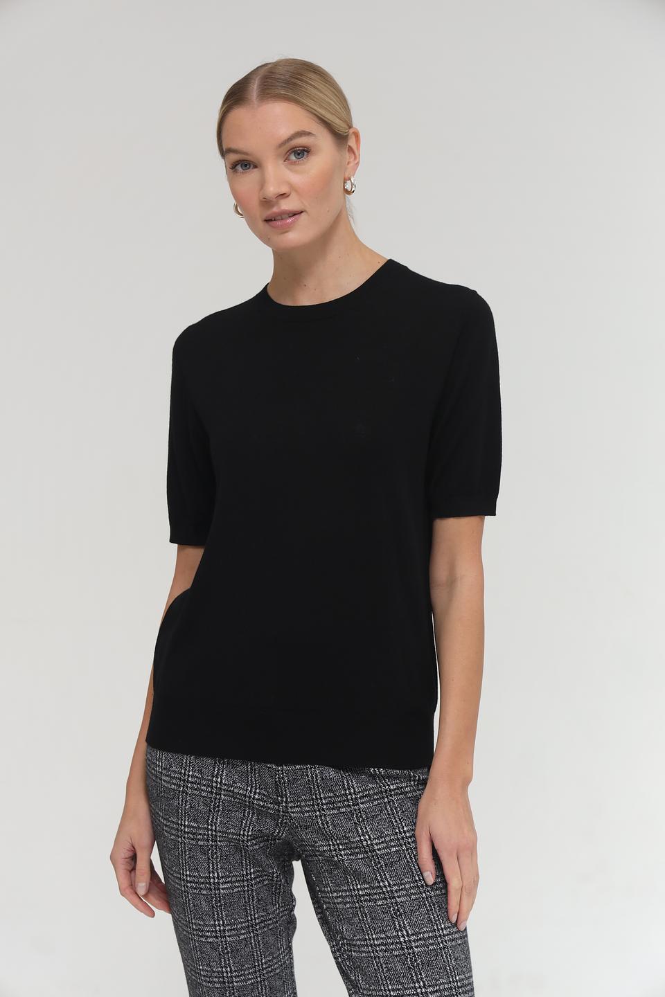 Пуловер Seidensticker чёрный с коротким рукавом