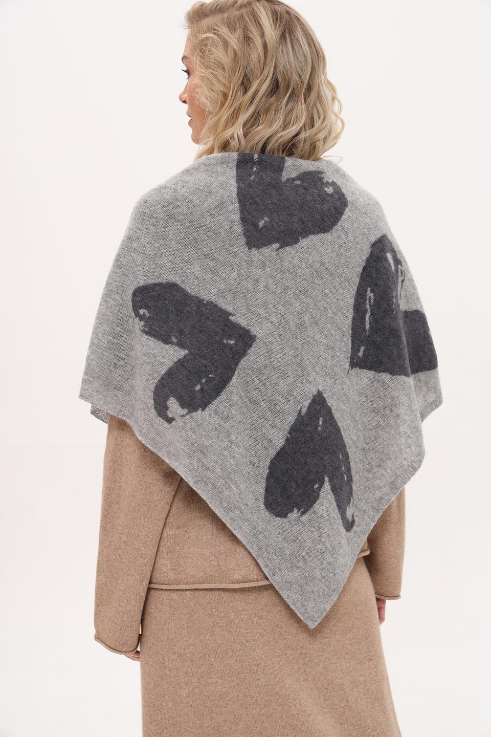 Платок Fraas с принтом сердец серый