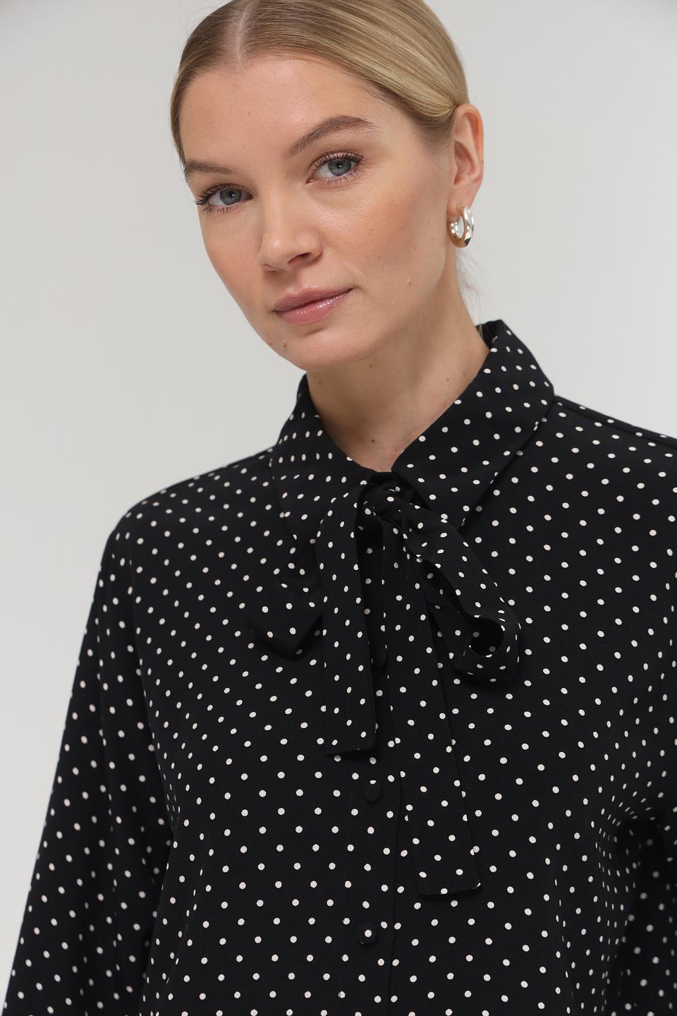 Блуза Seidensticker в горошек чёрная