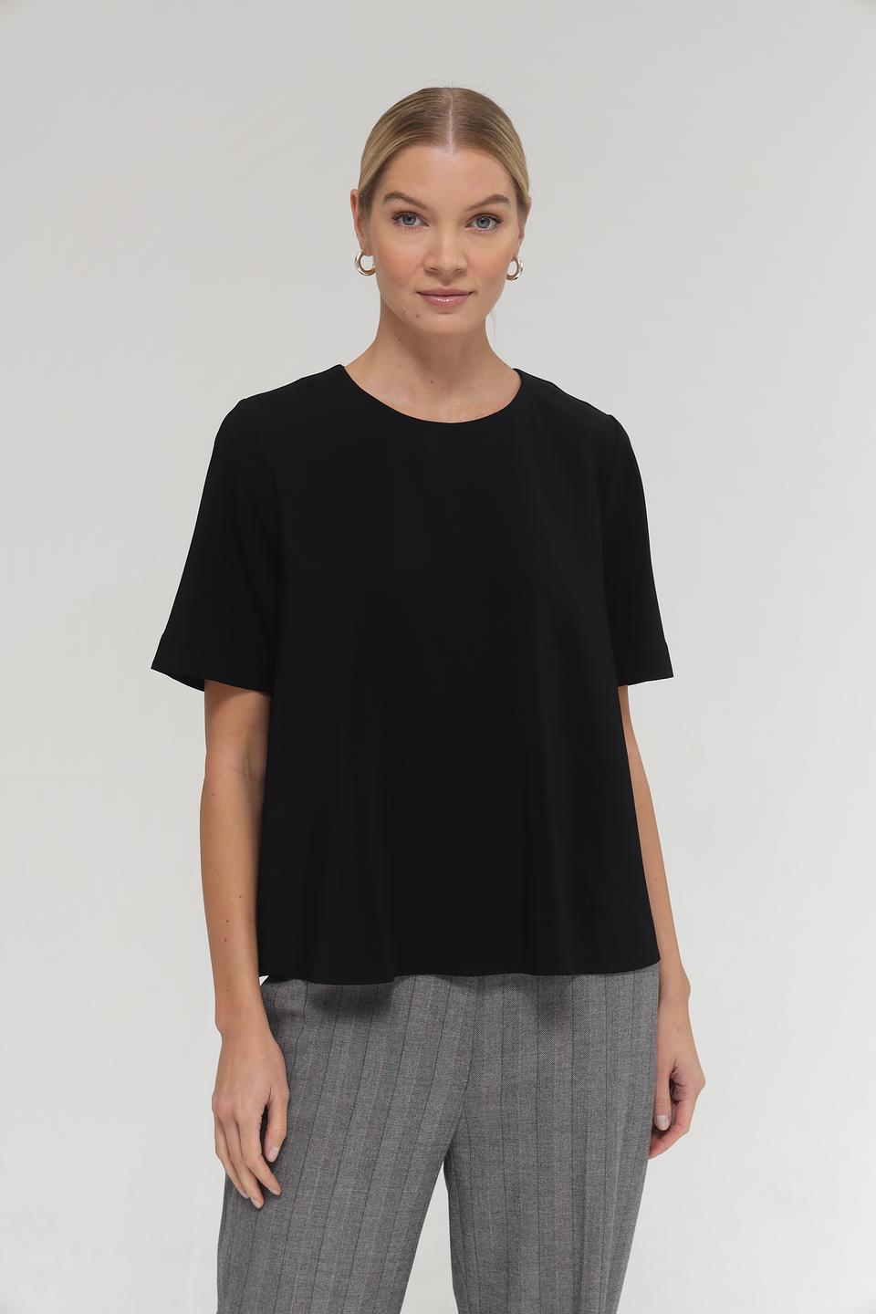 Блуза Seidensticker чёрная с коротким рукавом