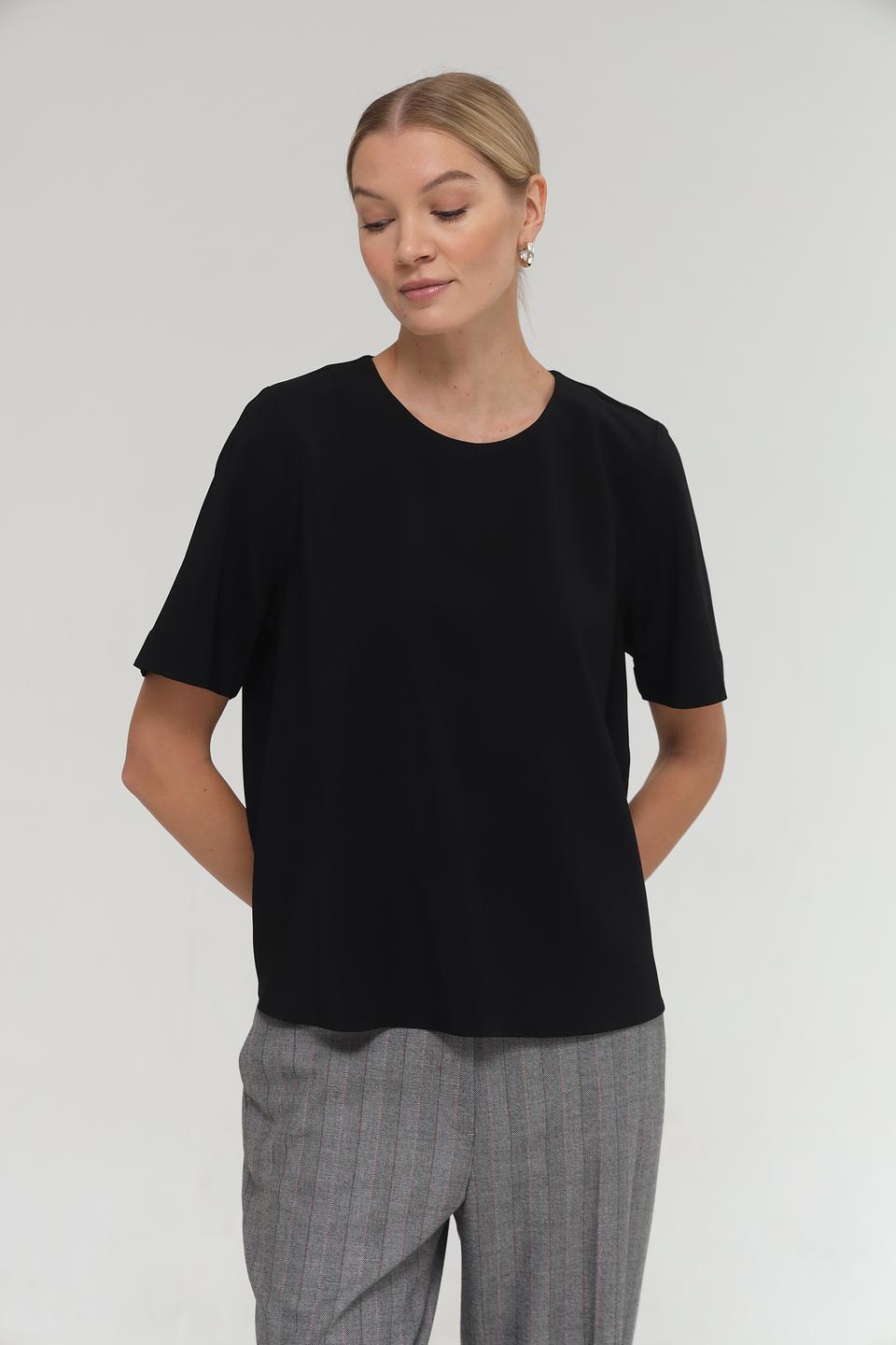 Блуза Seidensticker чёрная с коротким рукавом