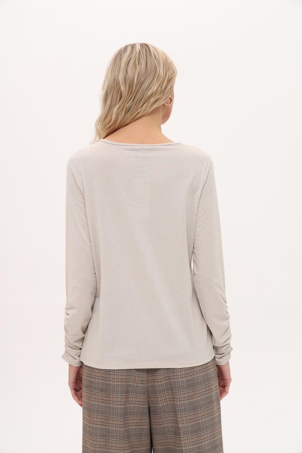 Футболка Oui с рукавами-буфами бежевая