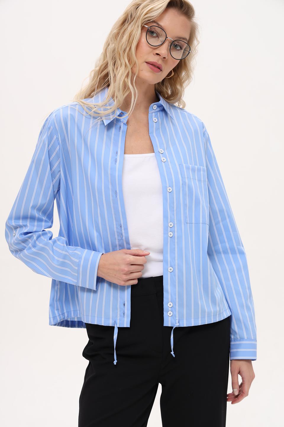 Рубашка Bianca в полоску голубую