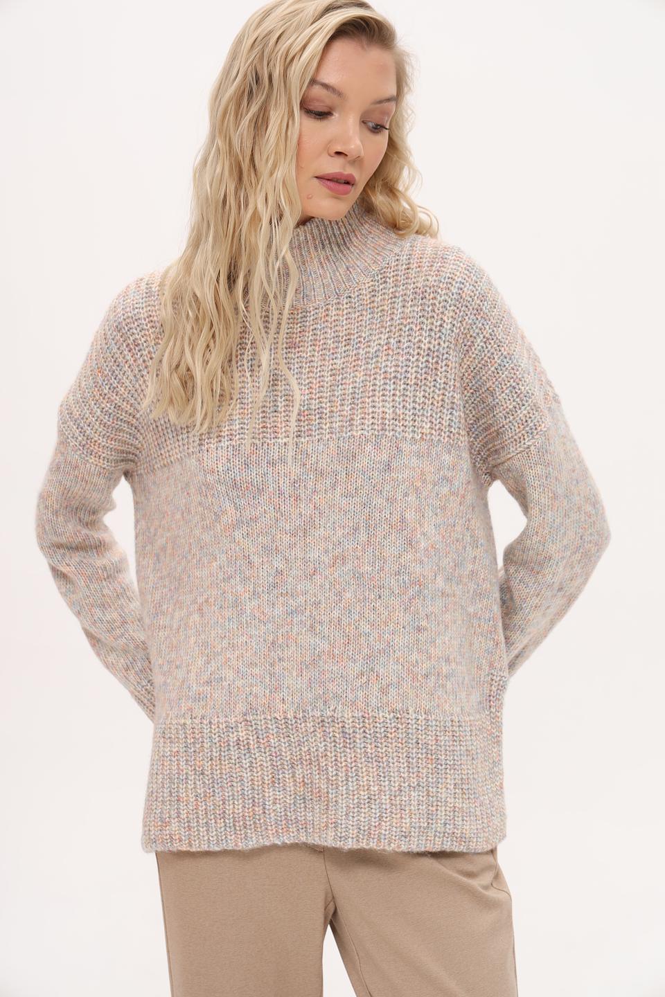 Пуловер Oui меланж с горлом