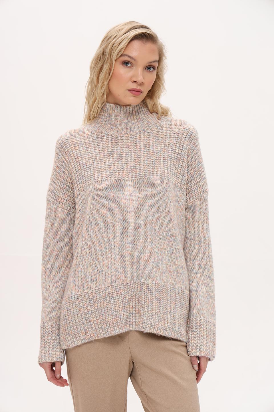 Пуловер Oui меланж с горлом