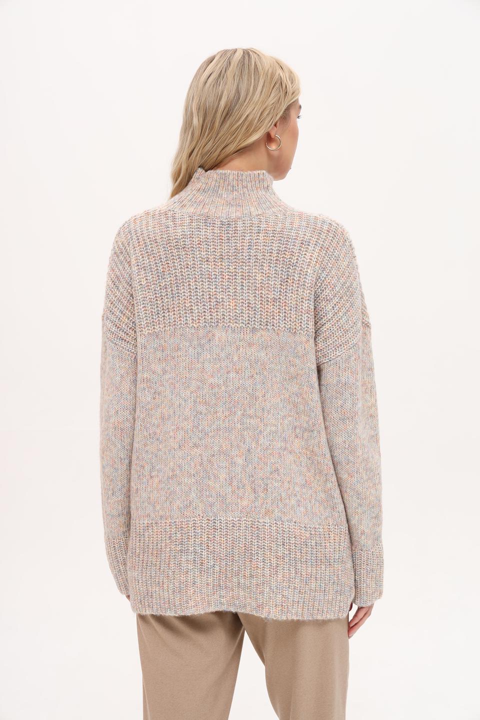 Пуловер Oui меланж с горлом