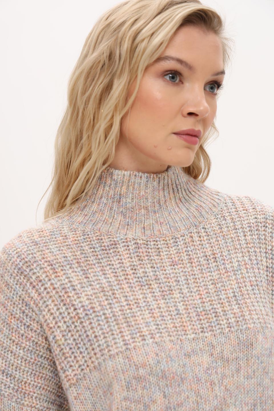 Пуловер Oui меланж с горлом