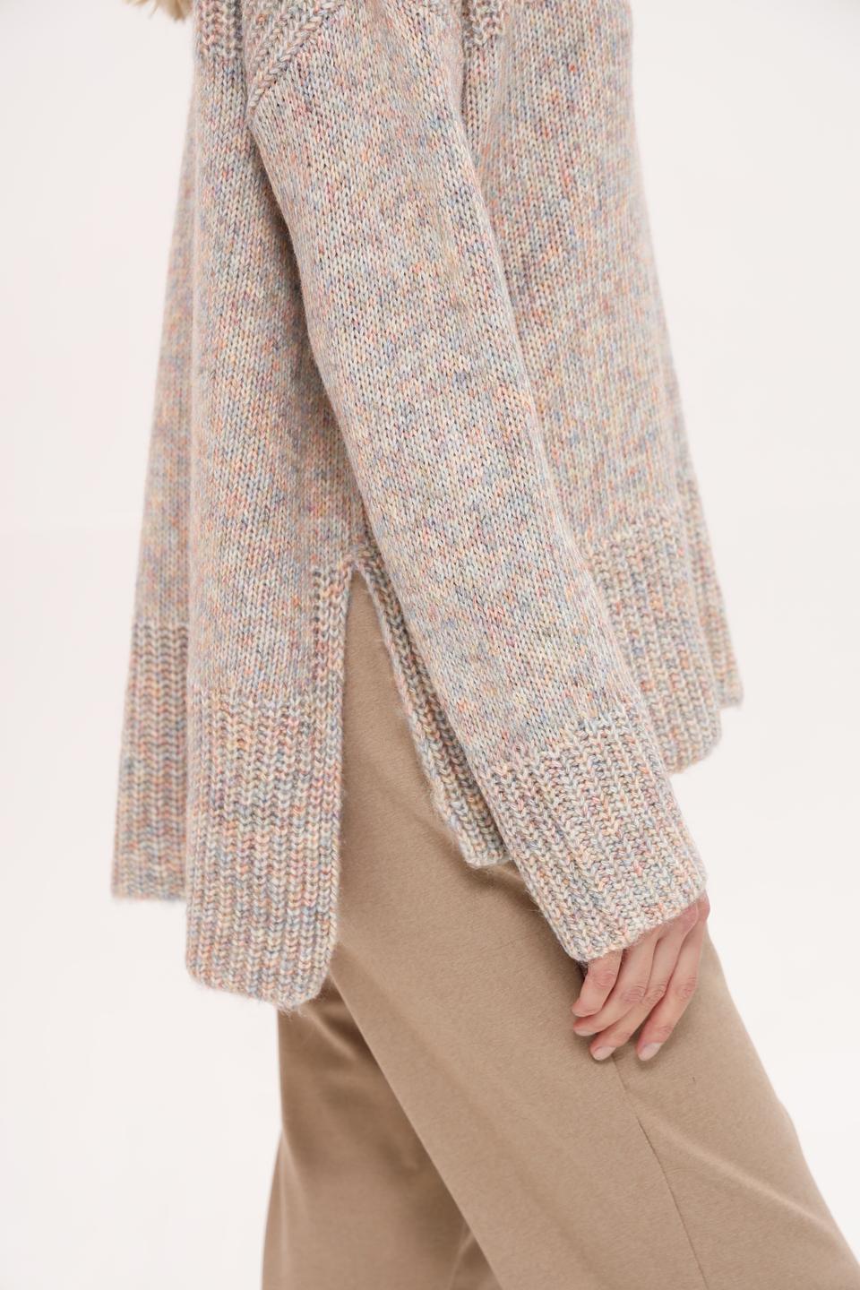 Пуловер Oui меланж с горлом