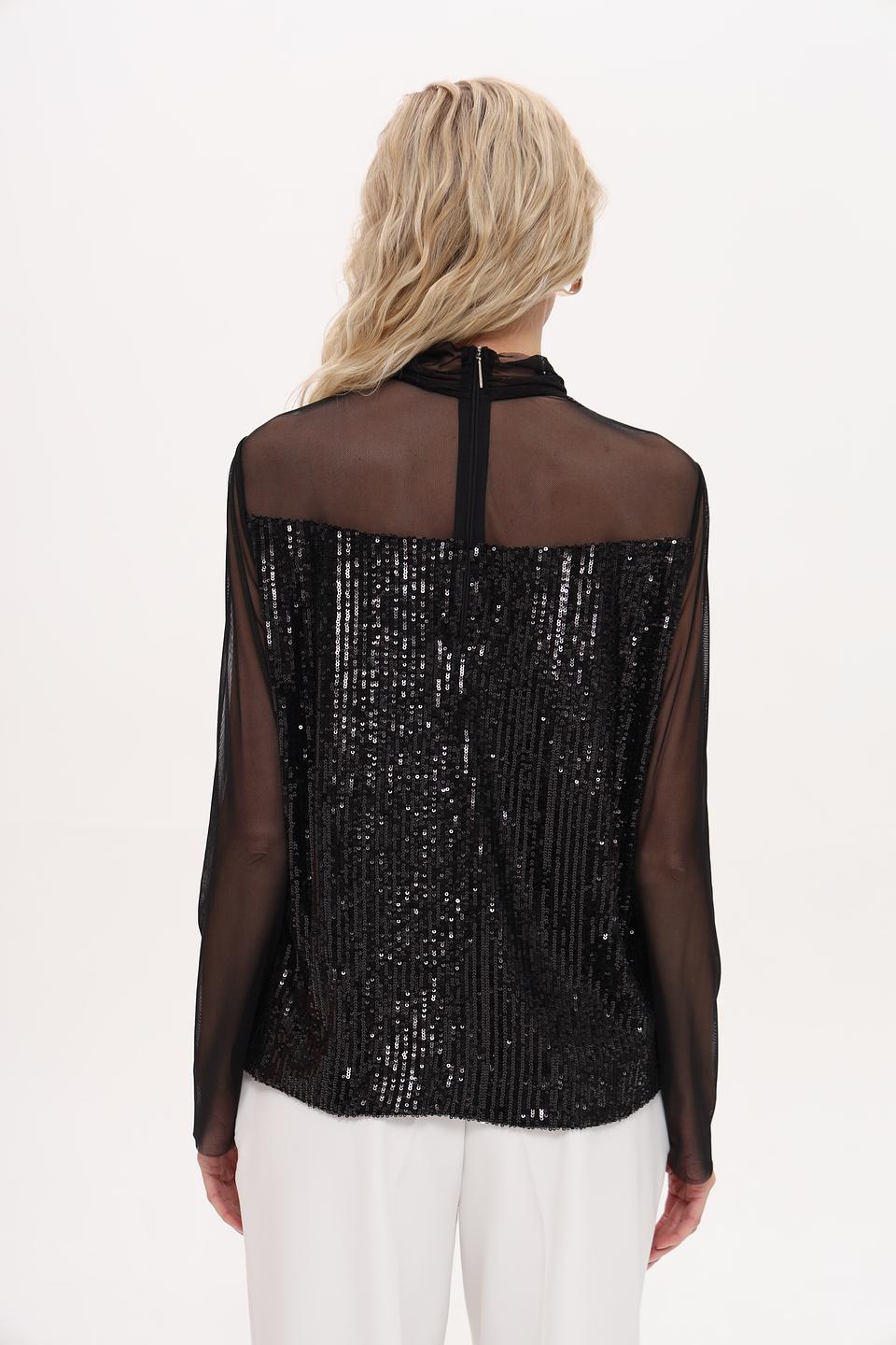 Блуза Marc Cain с пайетками и сеткой чёрный