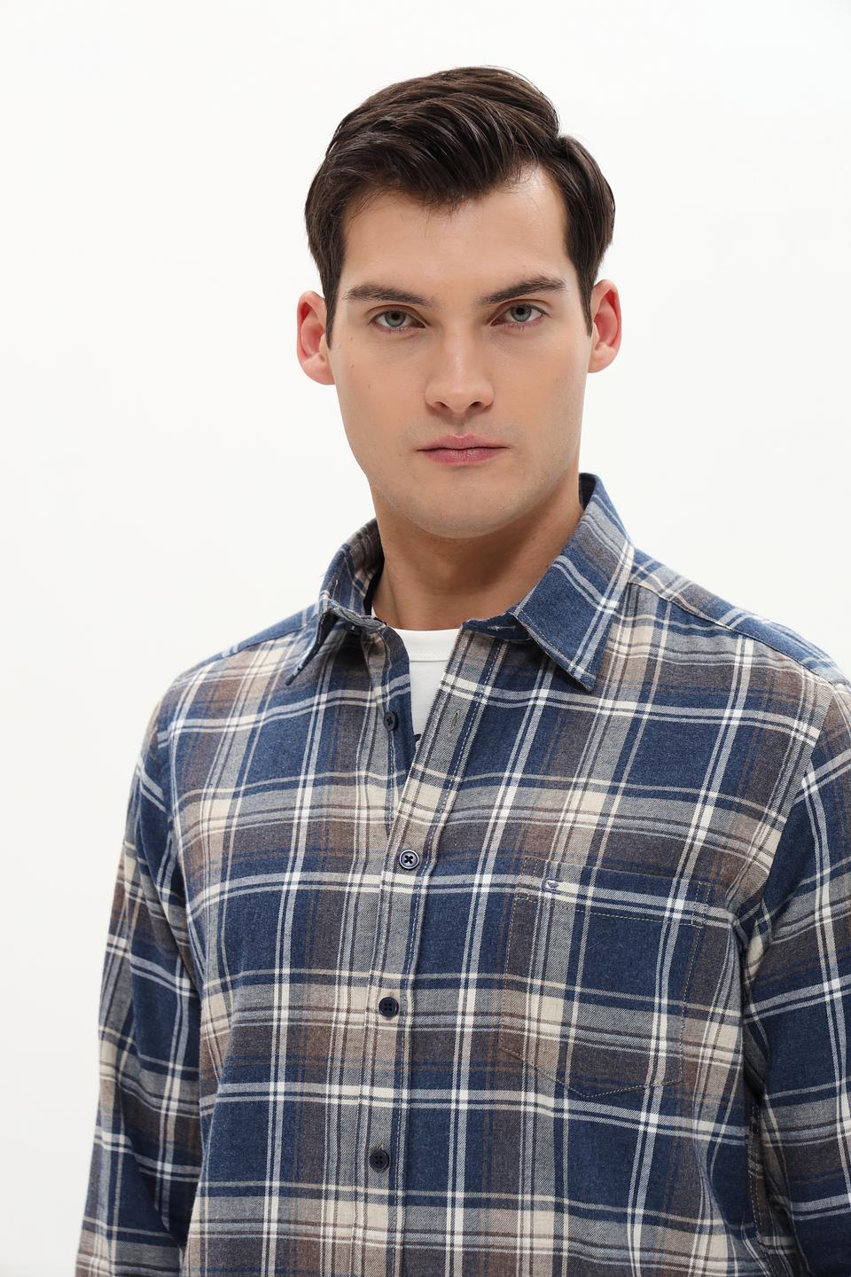 Рубашка Casa Moda в клетку синяя