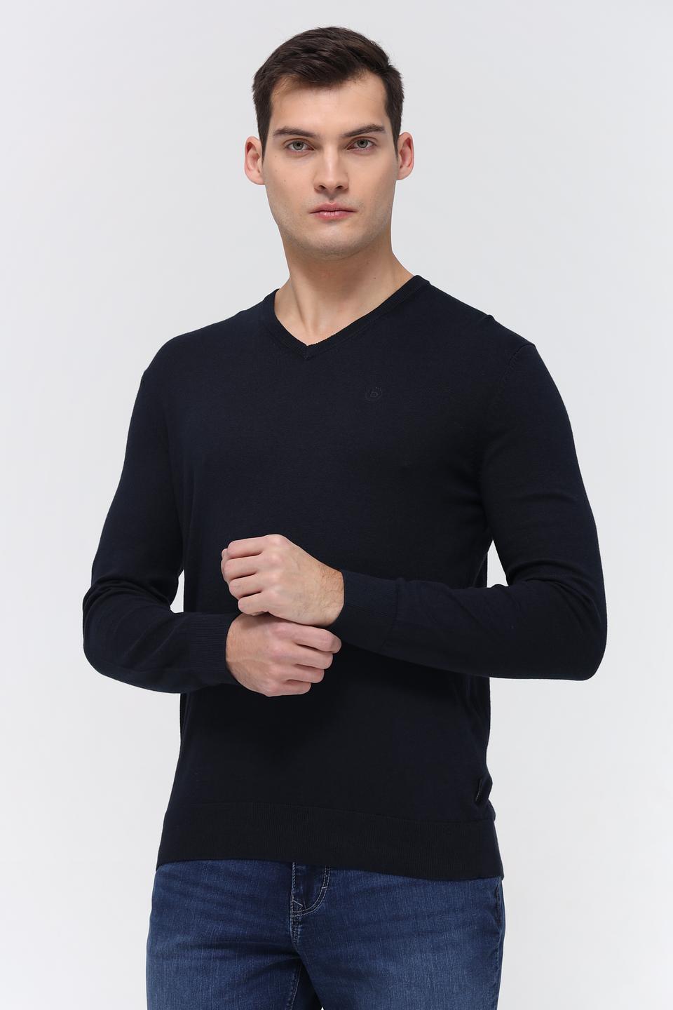 Джемпер Bugatti V-образный вырез чёрный