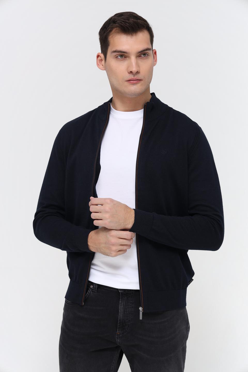 Кардиган Bugatti на молнии тёмно-синий