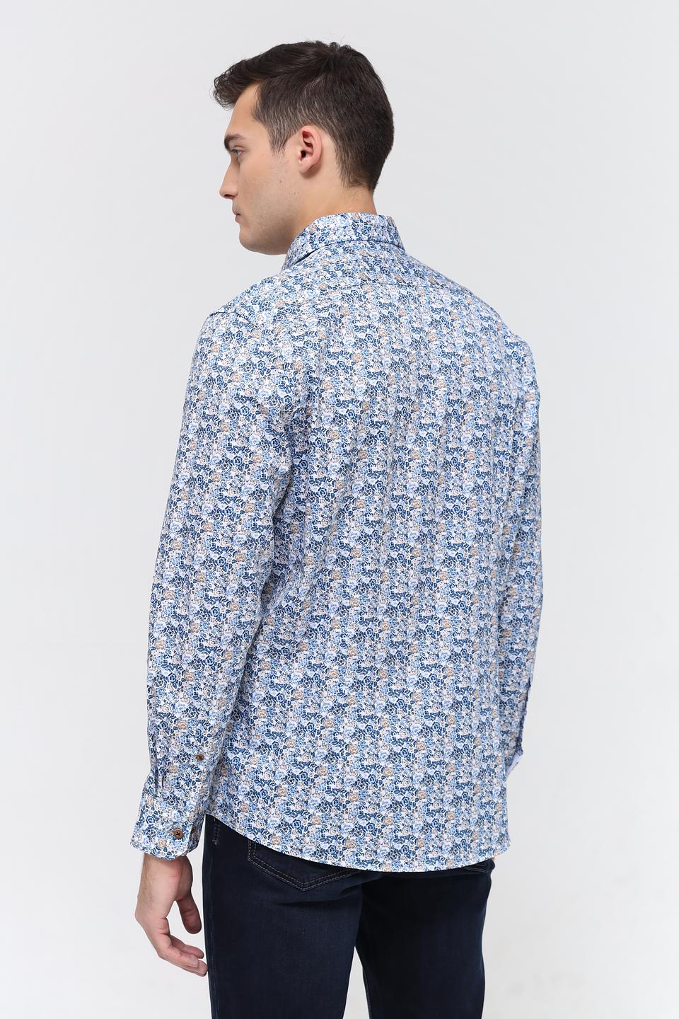 Рубашка Bugatti с принтом голубой