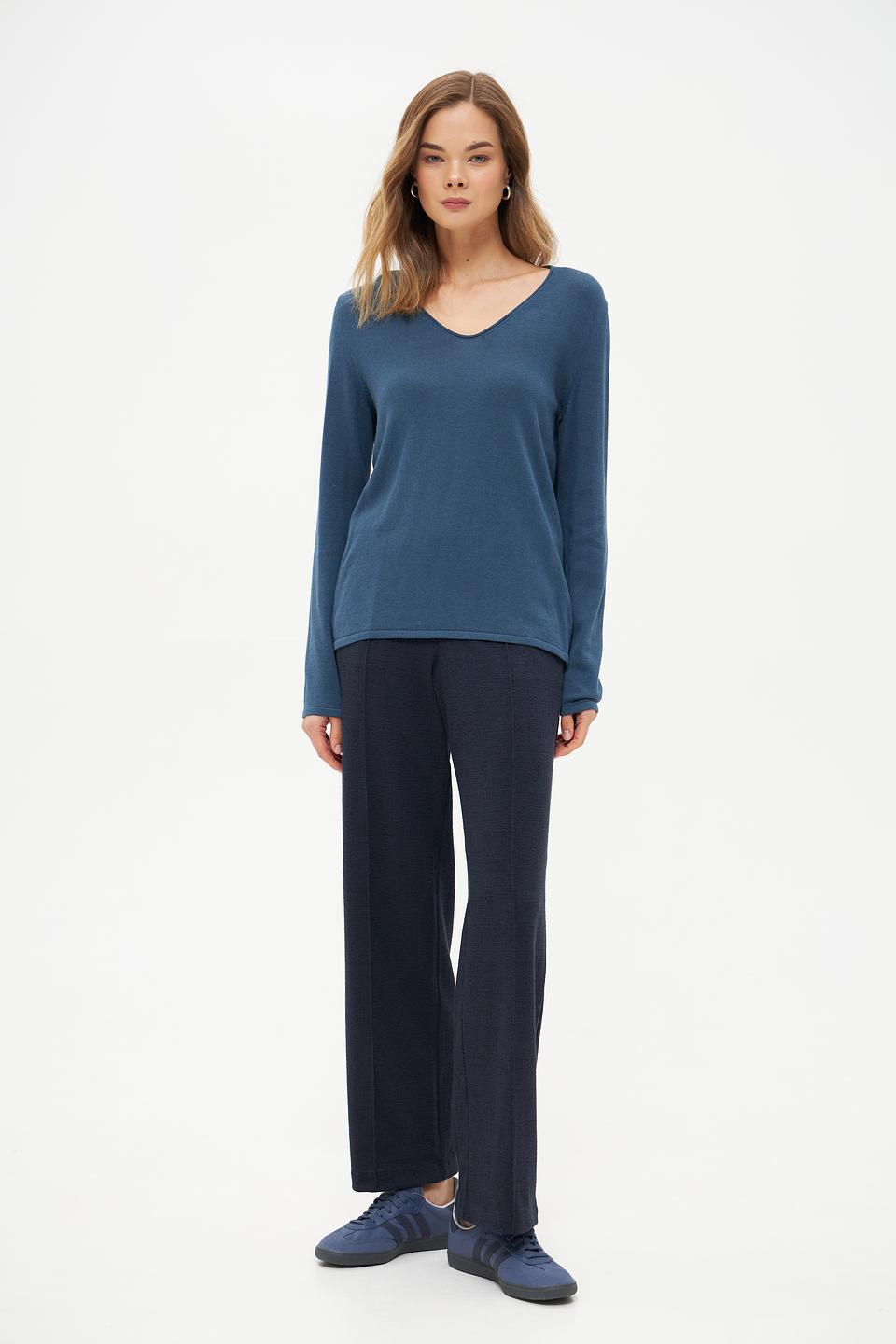 Пуловер Tom Tailor V-образный вырез синий