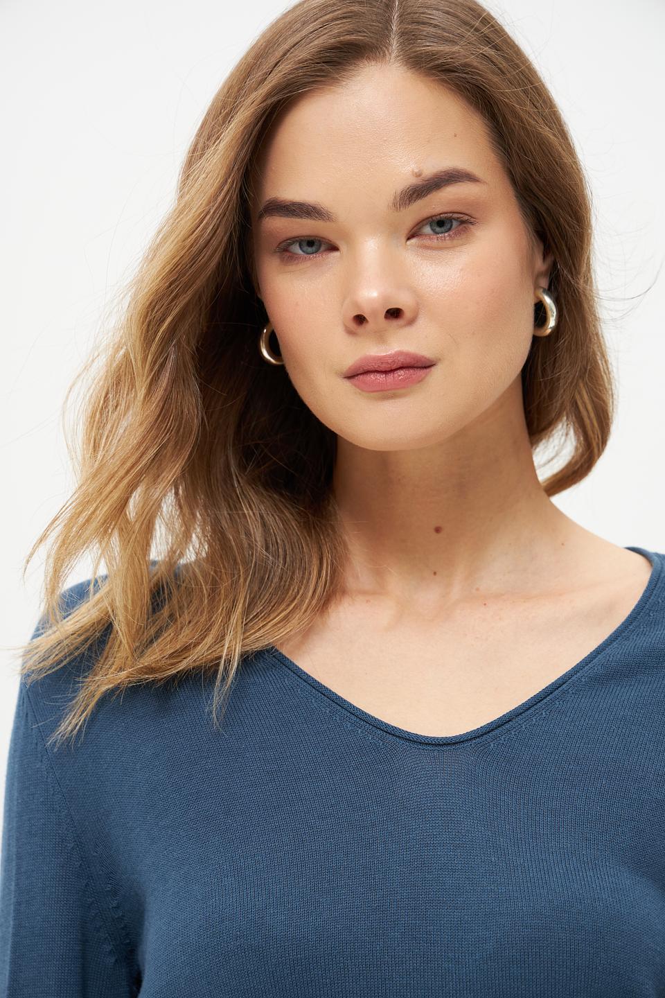 Пуловер Tom Tailor V-образный вырез синий