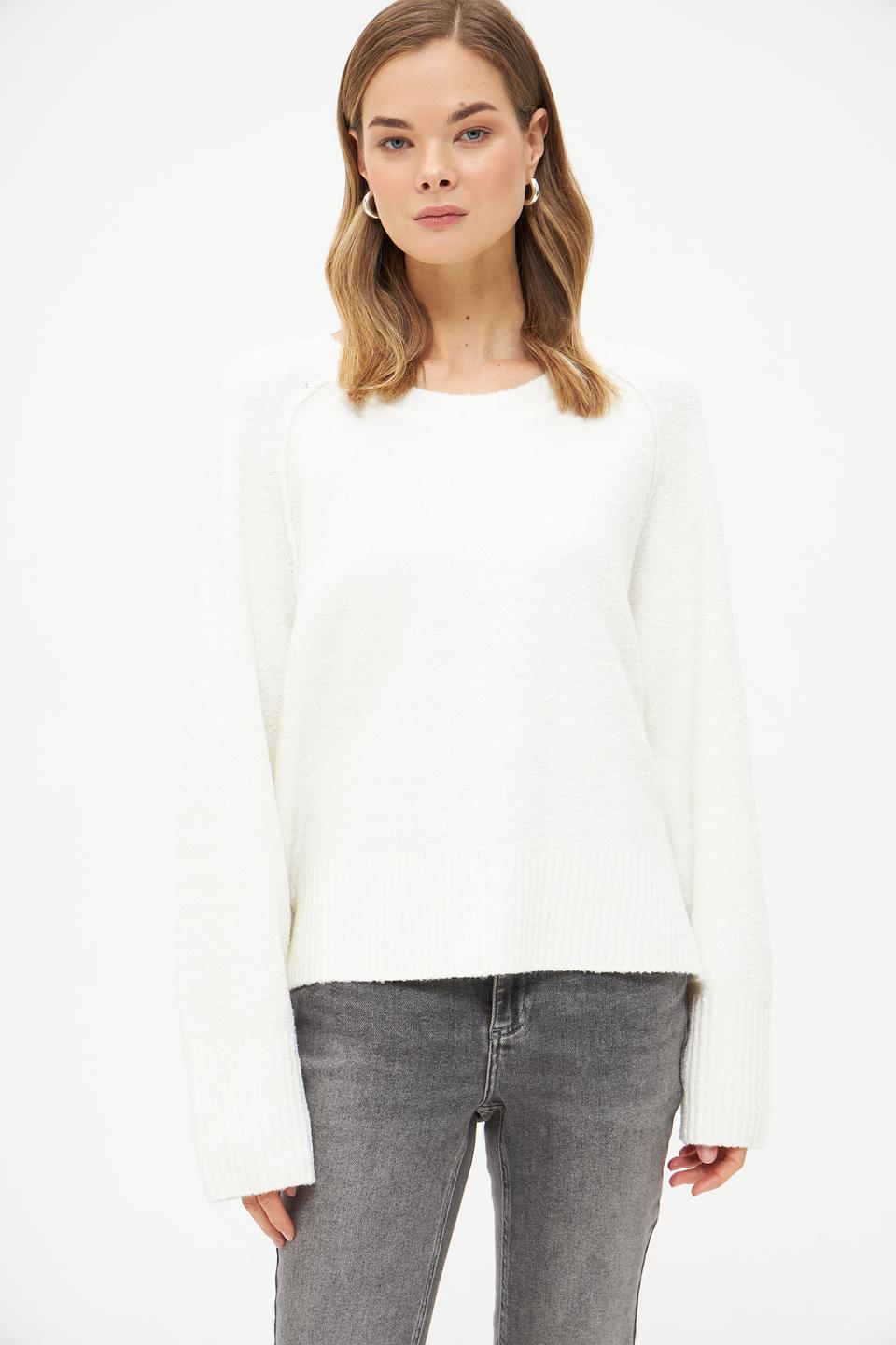 Пуловер Tom Tailor белый с рукавами-колокол