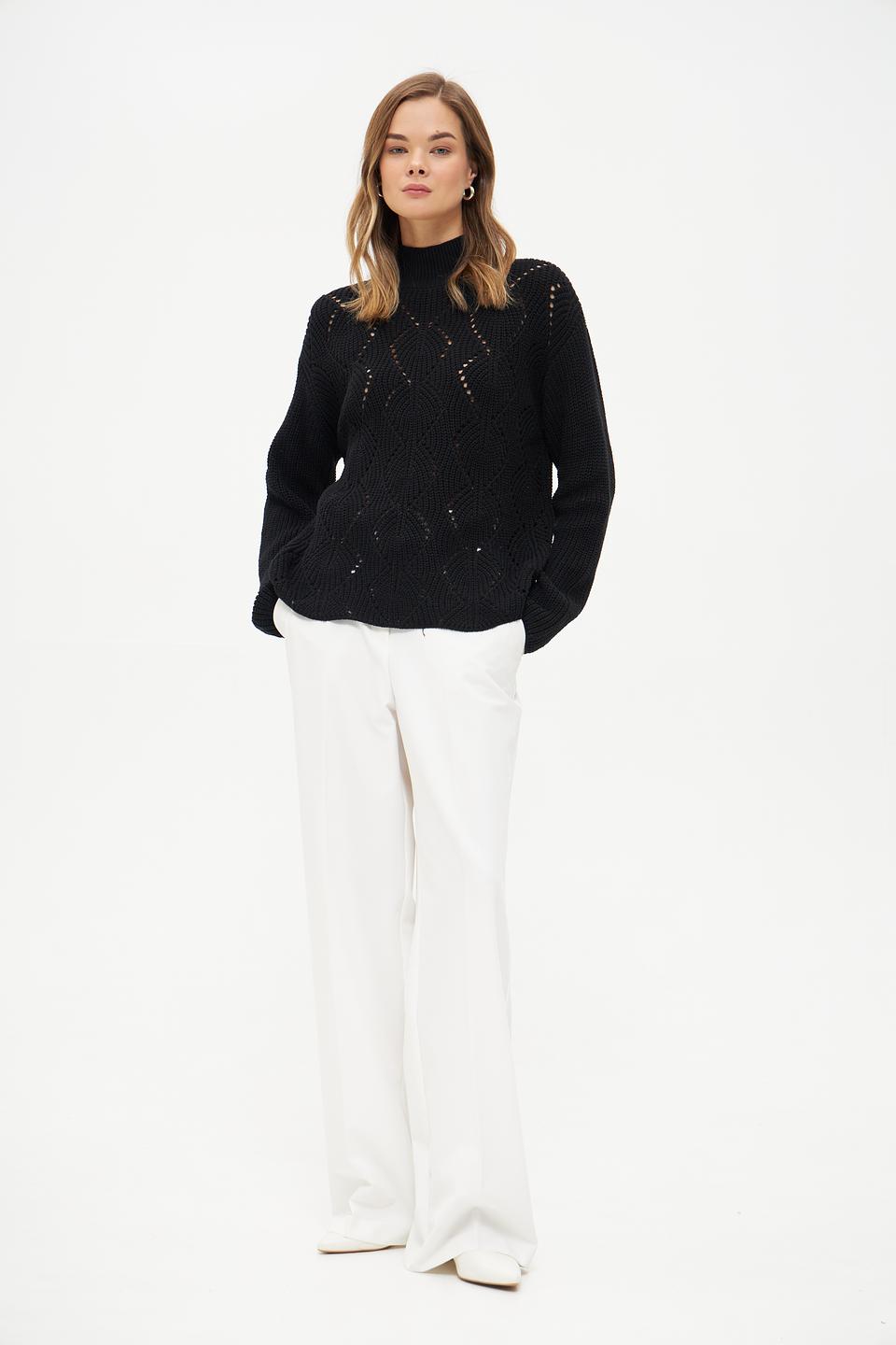Пуловер Broadway чёрный с ажуром