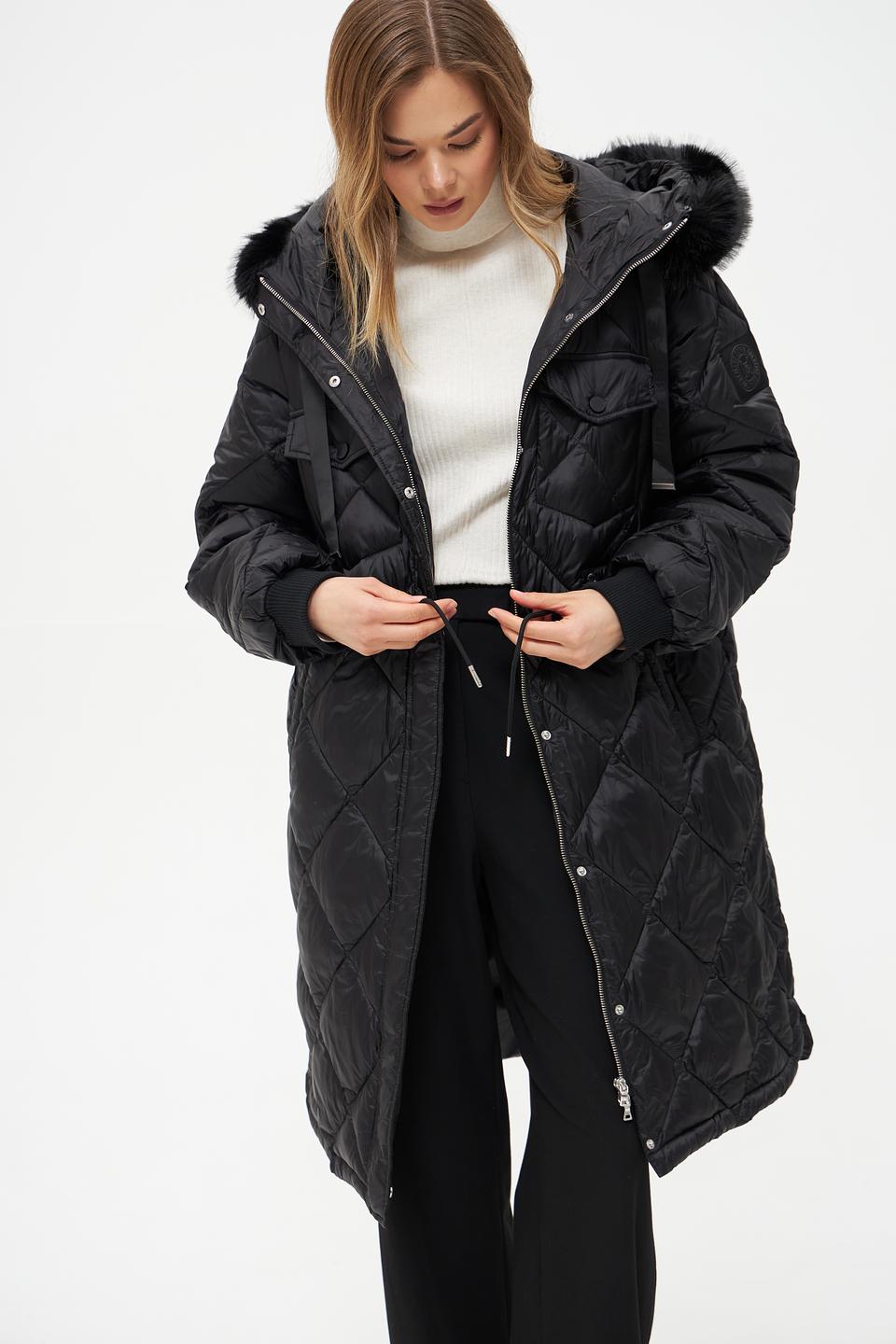 Пальто Marc Aurel стеганое чёрное
