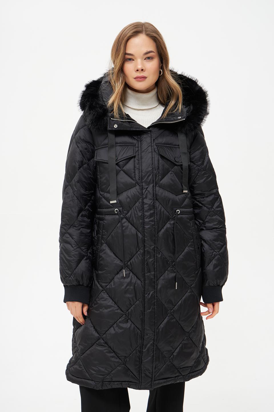 Пальто Marc Aurel стеганое чёрное