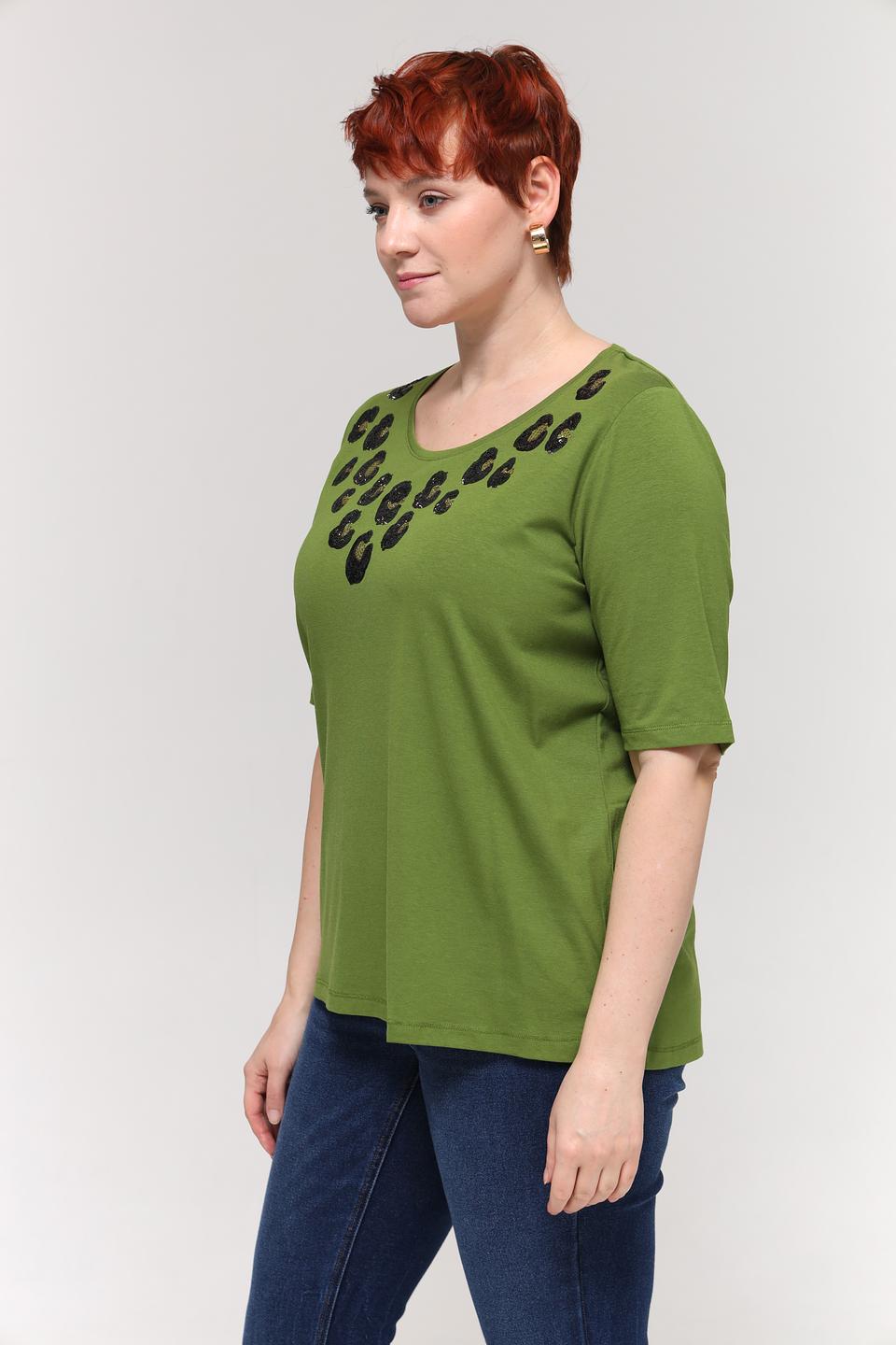 Футболка Samoon с пайетками, оливковый