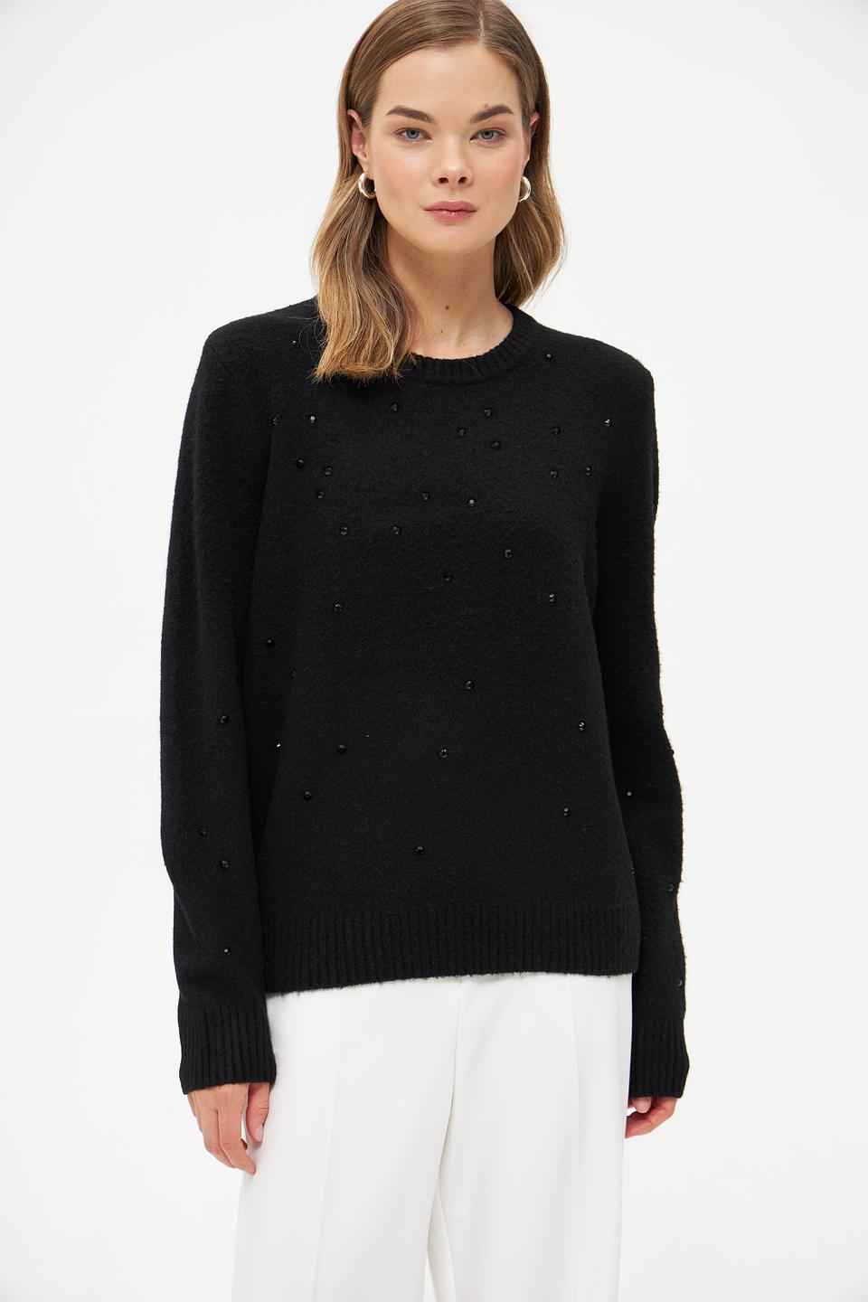 Пуловер Taifun с бусинами чёрный