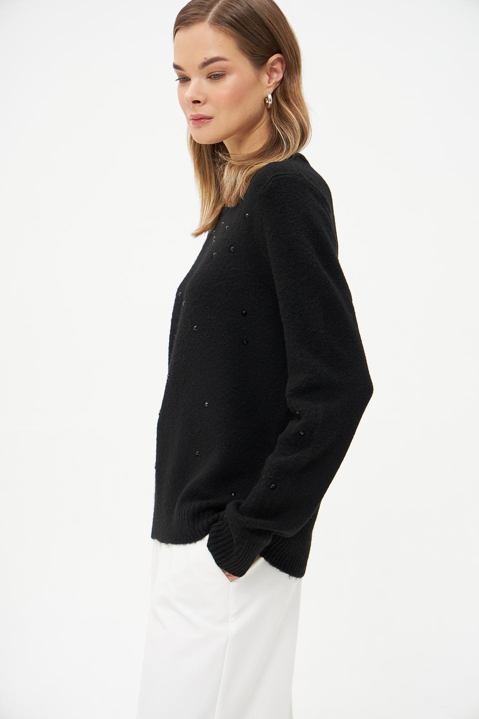 Пуловер Taifun с бусинами чёрный