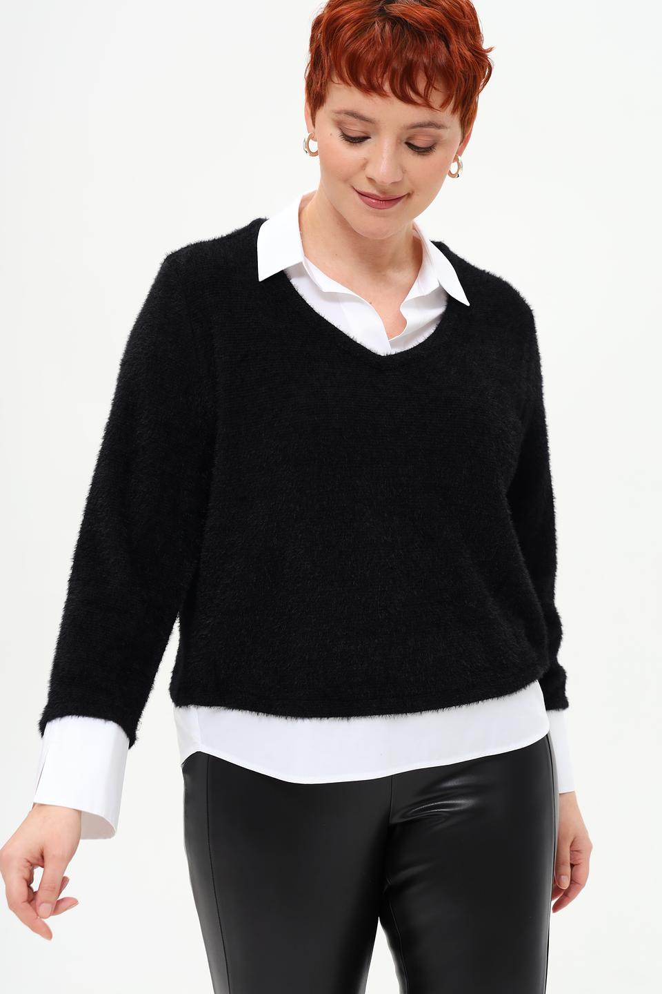 Пуловер Frank Walder чёрный V-образный