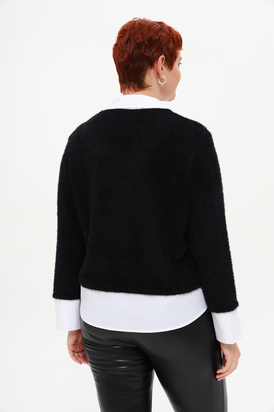 Пуловер Frank Walder чёрный V-образный