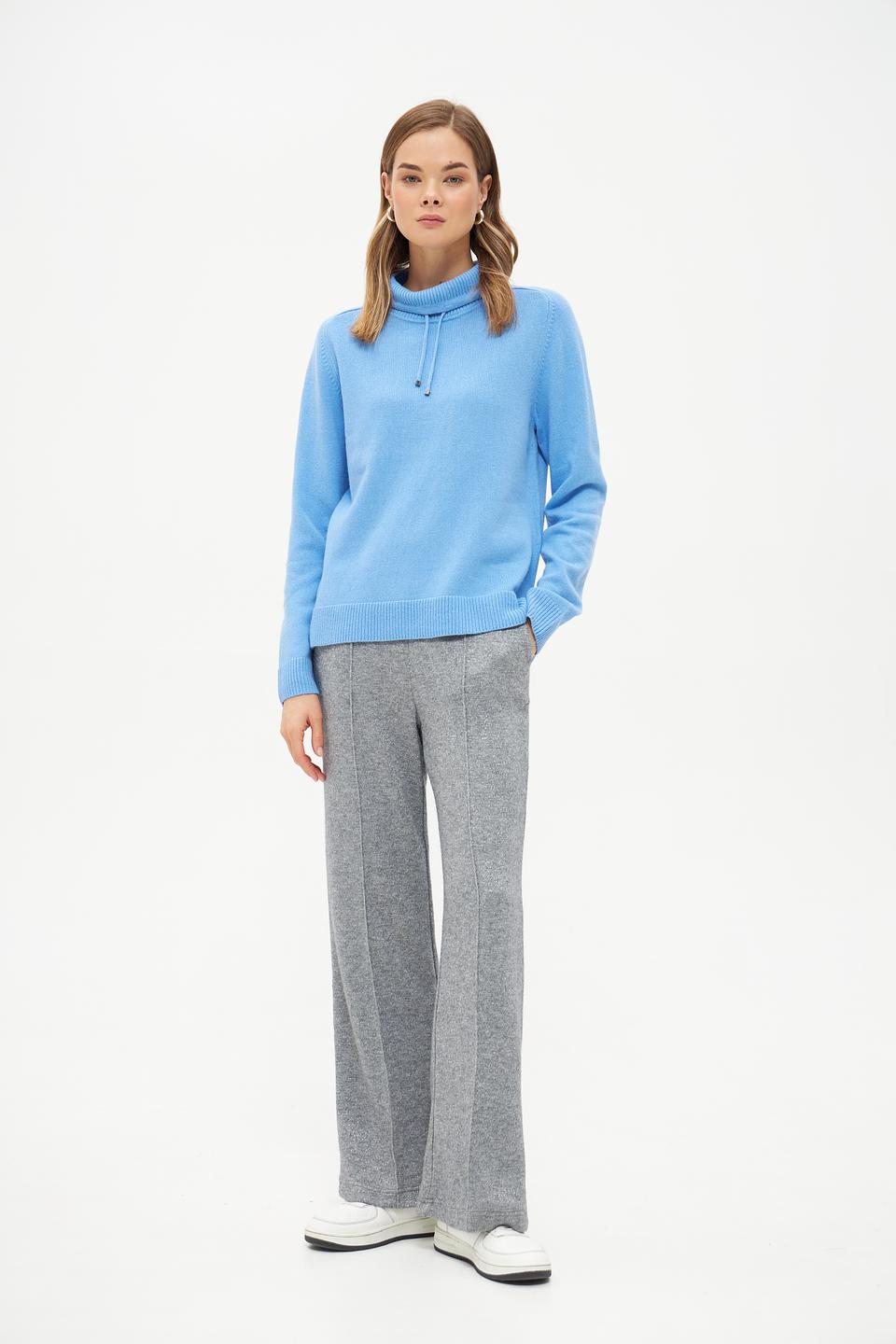 Пуловер Rabe collection голубой с воротником-стойкой