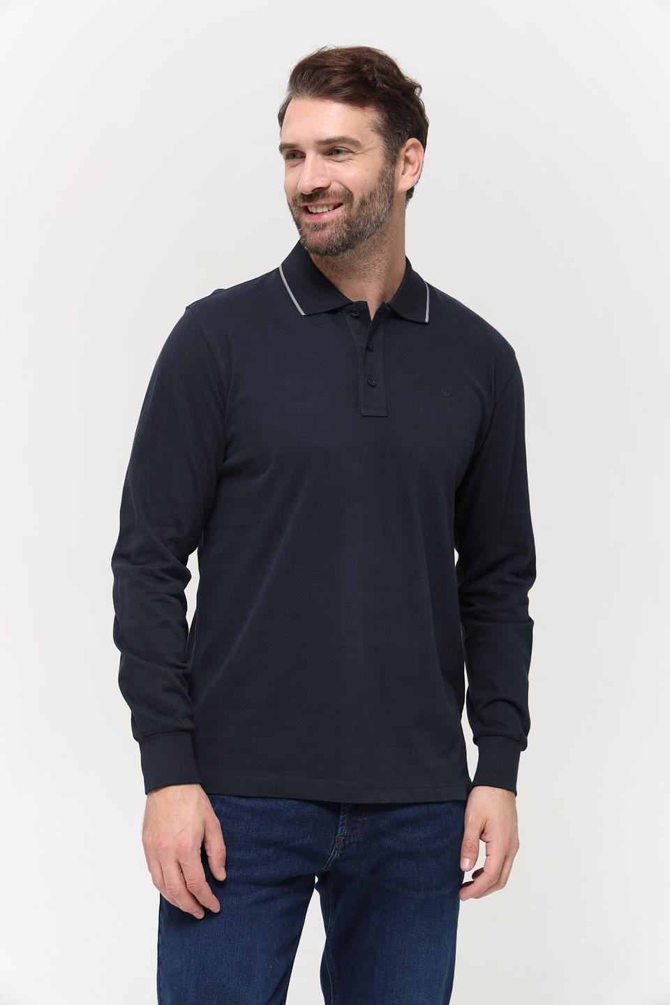 Поло Granchio с длинным рукавом тёмно-синее
