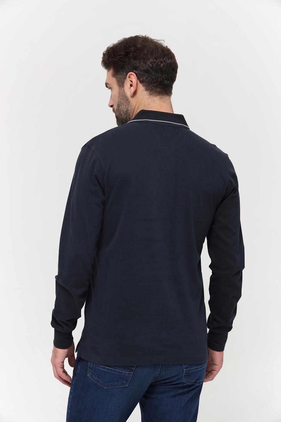 Поло Granchio с длинным рукавом тёмно-синее