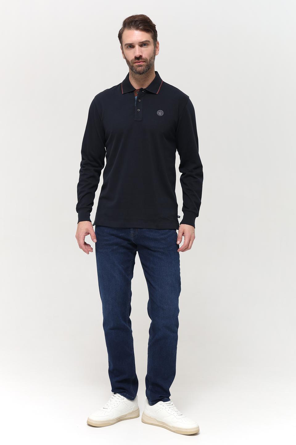 Поло Granchio с длинным рукавом тёмно-синее