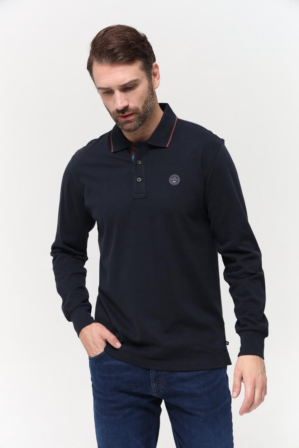 Поло Granchio с длинным рукавом тёмно-синее