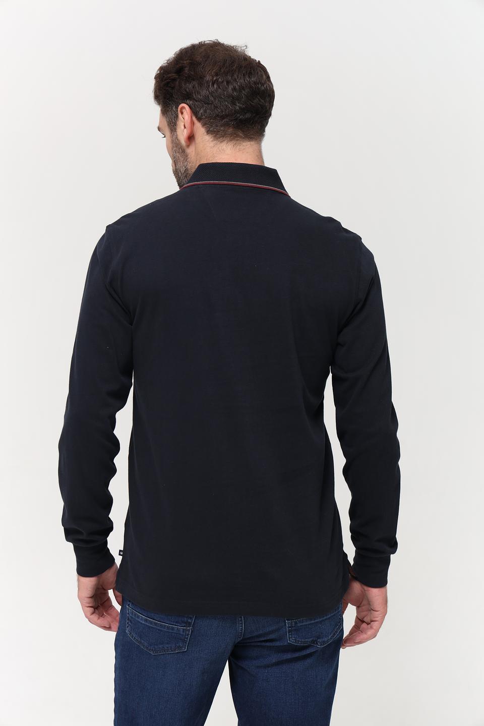 Поло Granchio с длинным рукавом тёмно-синее