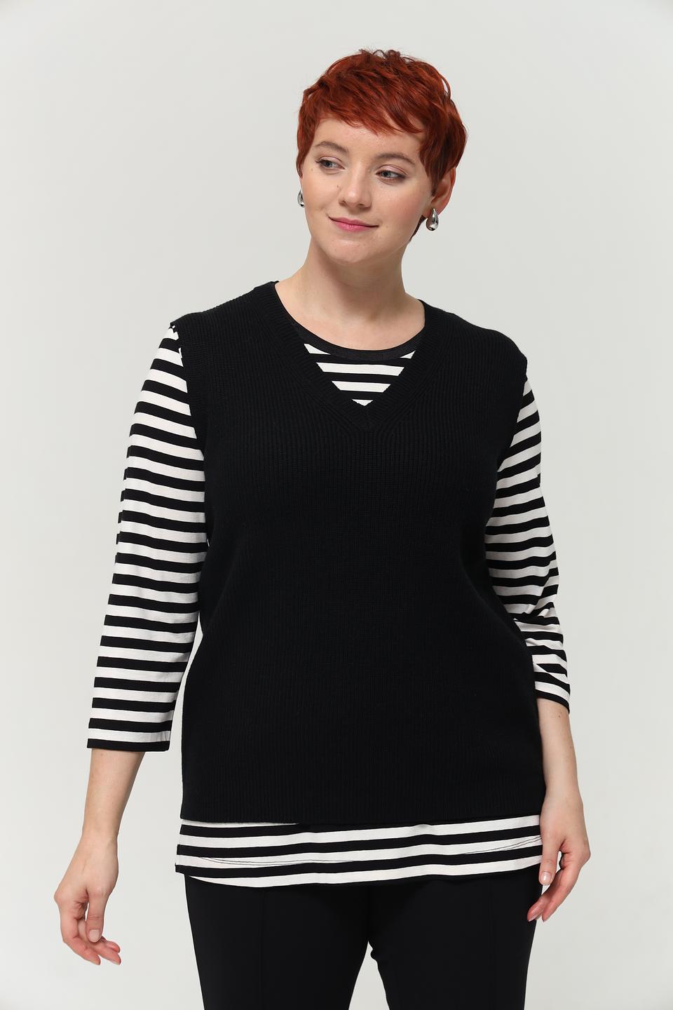 Жилет Lebek полоска чёрный