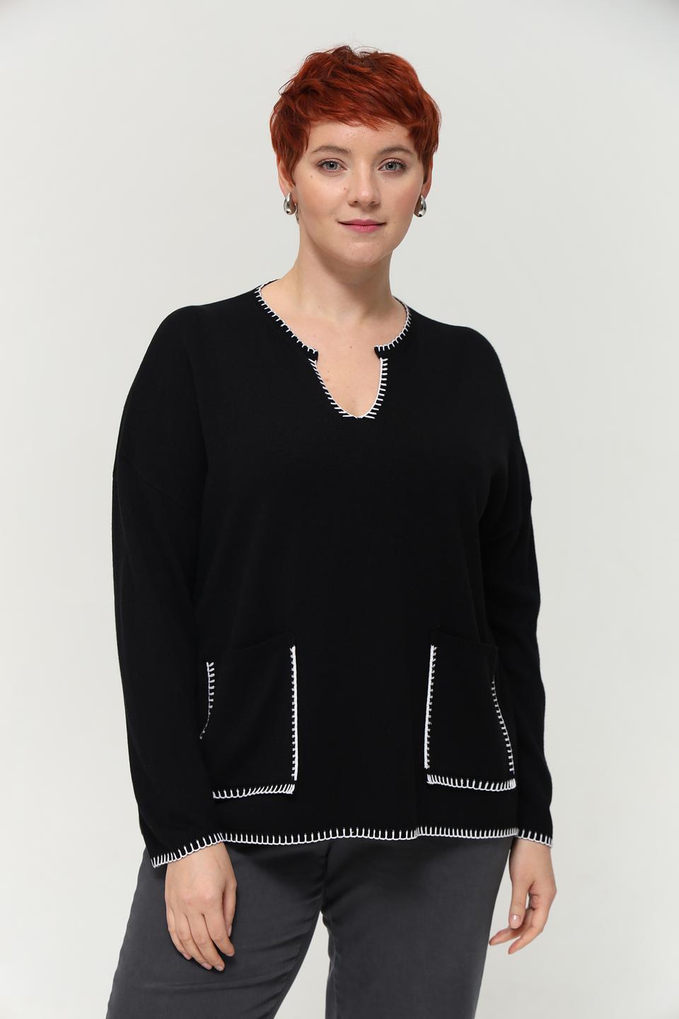 Пуловер Doris Streich с карманами чёрный