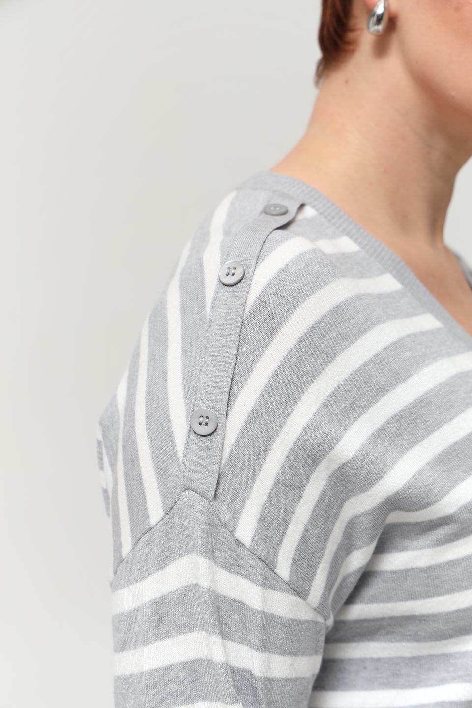 Пуловер Olsen в полоску серый