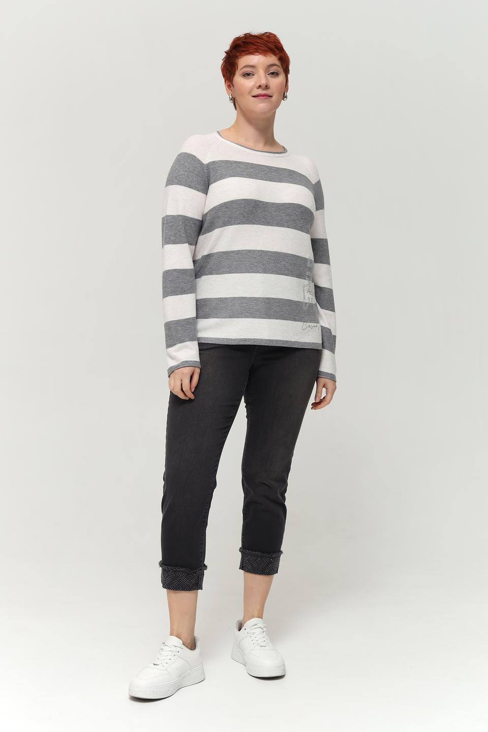 Пуловер Rabe collection в полоску серый